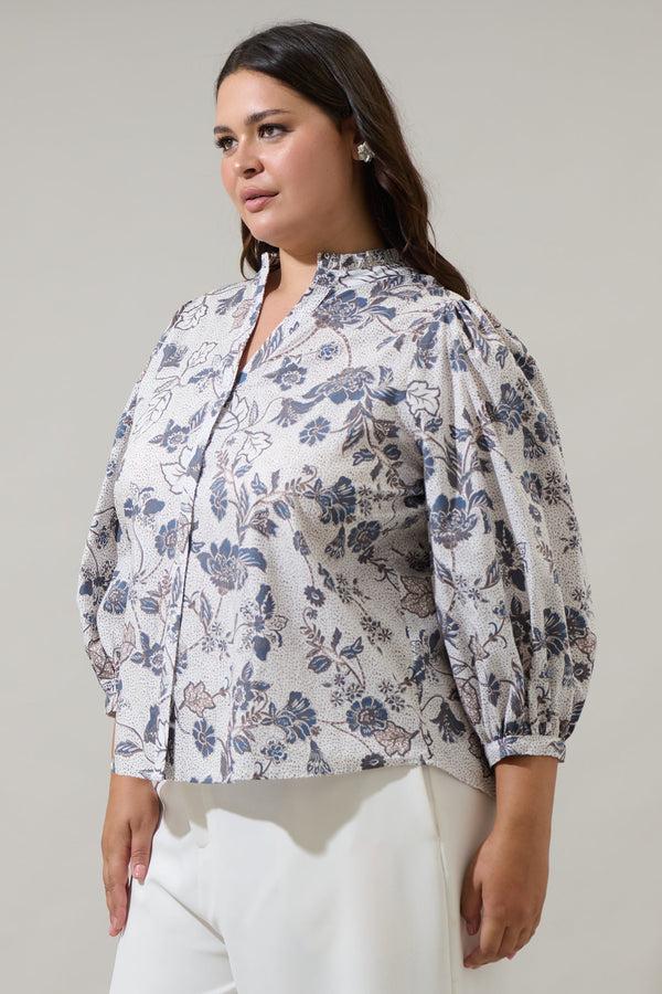 Sugarlips Bryony Floral Ima Button Up Top Curve