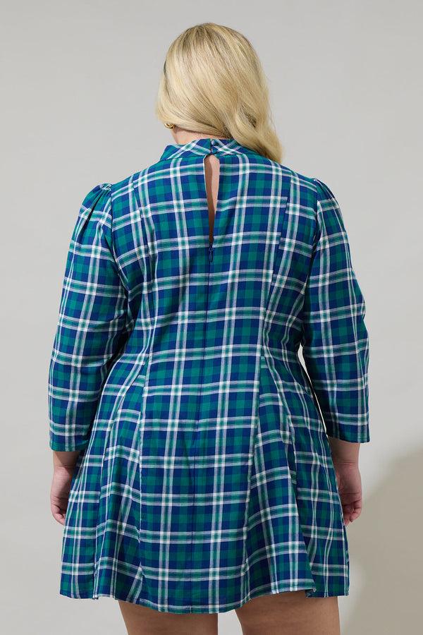 Sugarlips Buckley Plaid Padma Bow Mini Dress Curve