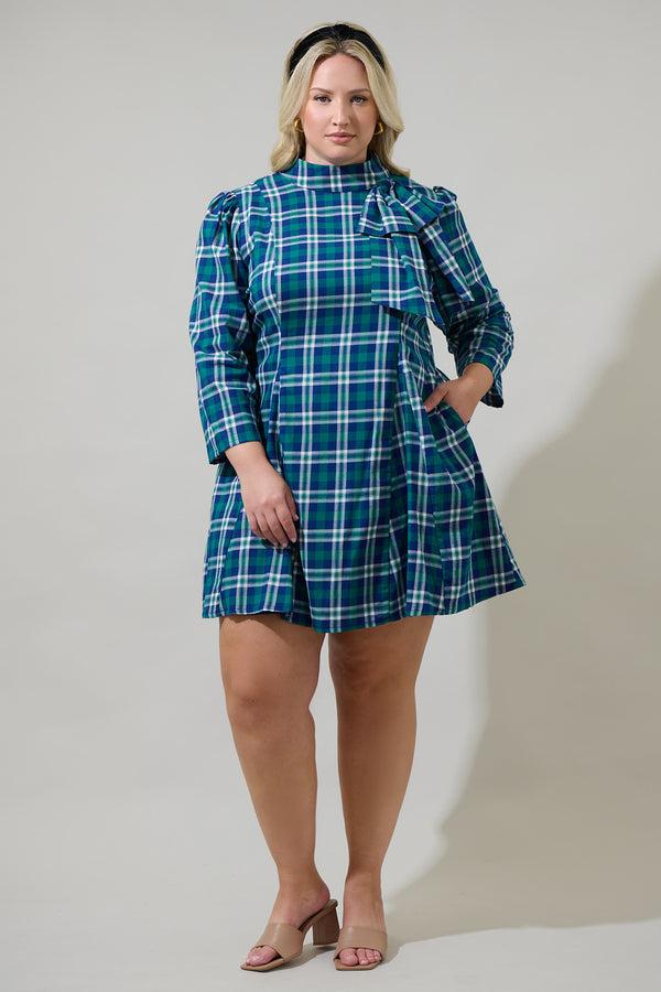 Sugarlips Buckley Plaid Padma Bow Mini Dress Curve