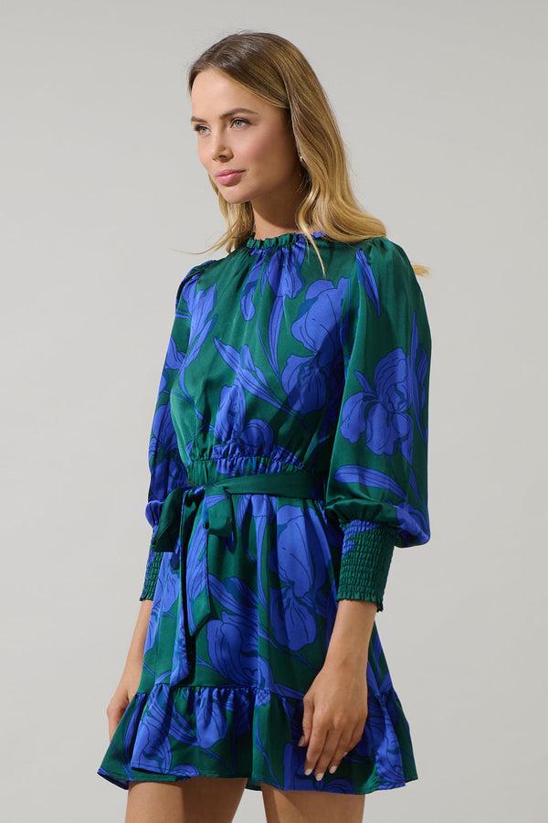 Sugarlips Busbee Floral Sevilla Satin Ruffle Dress