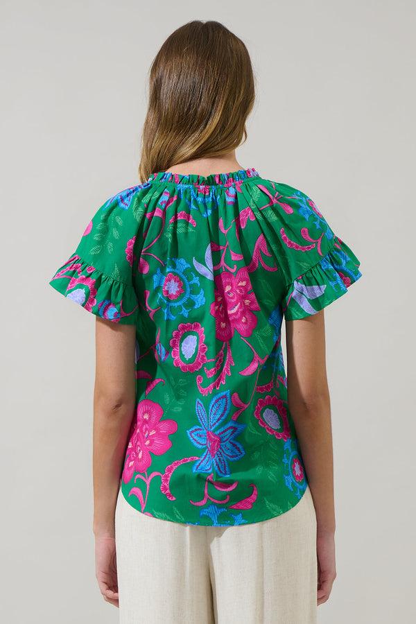 Sugarlips Cabina Floral Macy Ruffle Top