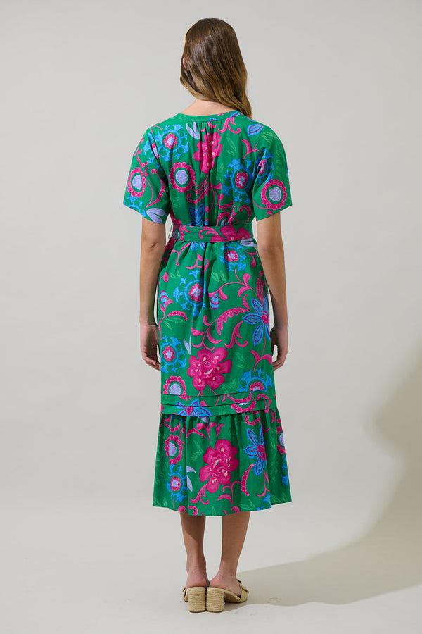 Sugarlips Cabina Floral Reya Pleated Midi Dress