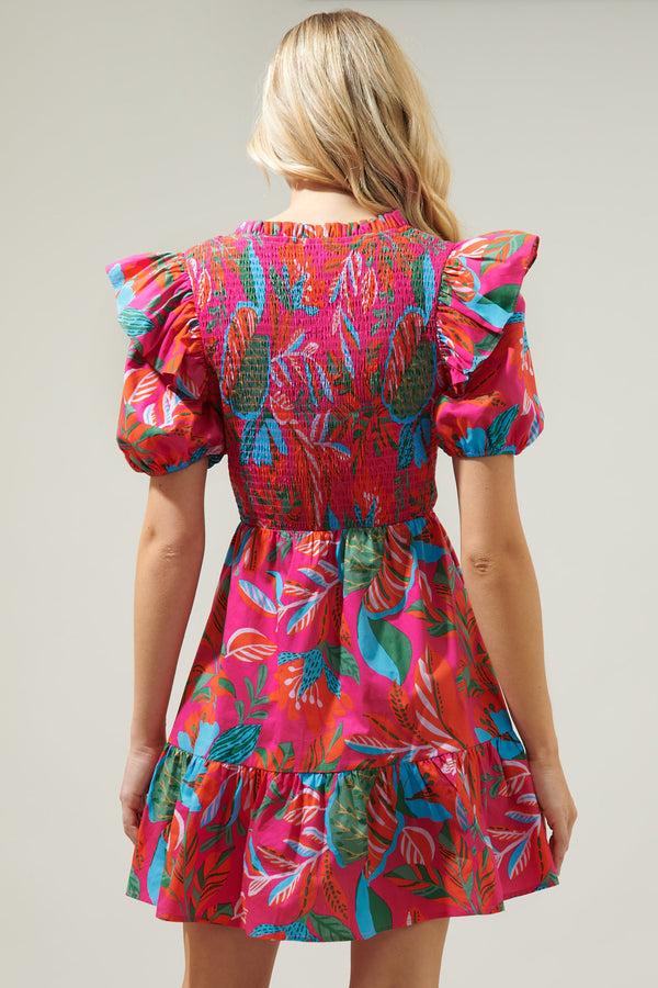 Sugarlips Cactus Blossom Leones Smocked Mini Dress