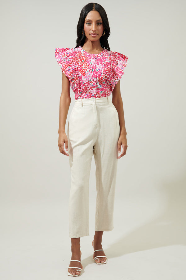 Sugarlips Caicos Floral Vance Button Front Blouse
