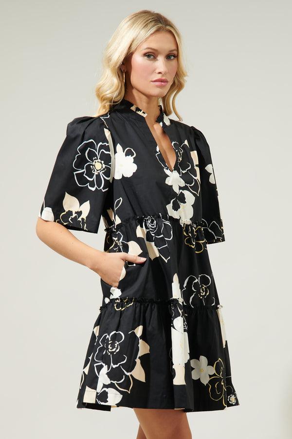 Sugarlips Cairan Rose Dixie Split Neck Shift Dress