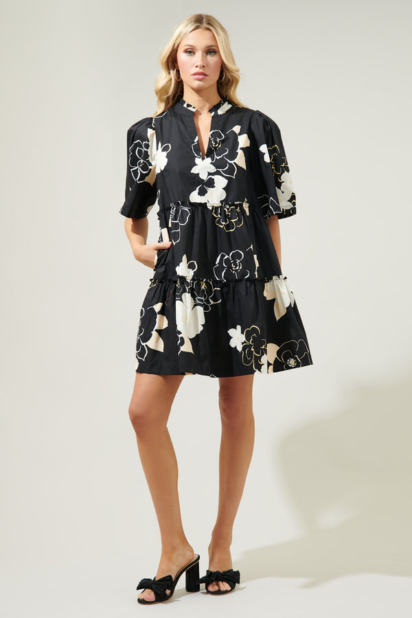 Sugarlips Cairan Rose Dixie Split Neck Shift Dress