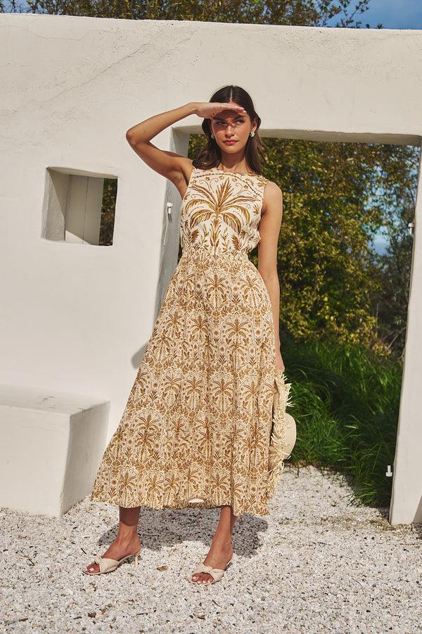 sugarlips Calina Tropical Jivie Tiered Maxi Dress