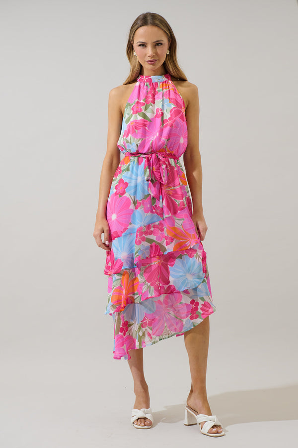 Sugarlips Calista Floral Ivone Ruffle Midi Dress