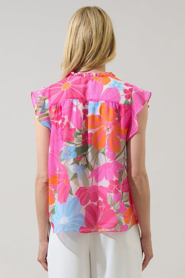 Sugarlips Calista Floral Tindra Ruffle Blouse