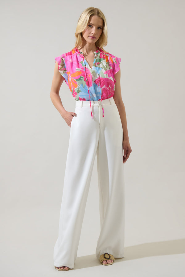 Sugarlips Calista Floral Tindra Ruffle Blouse