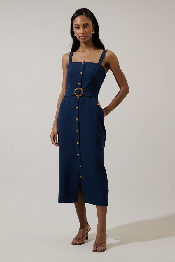 sugarlips Camady Sleeveless Button Midi Dress