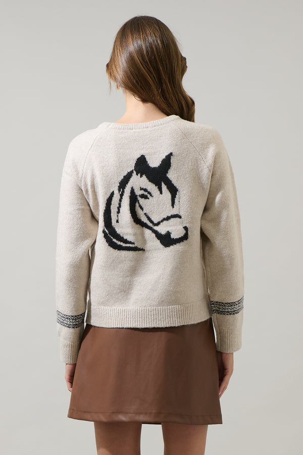 Sugarlips Camelot Horse Raglan Sleeve Sweater