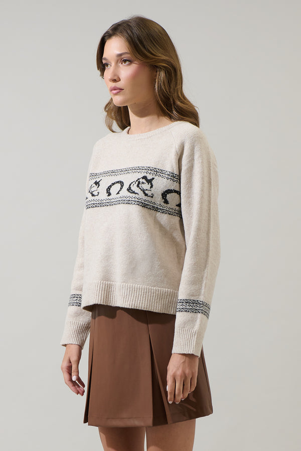 Sugarlips Camelot Horse Raglan Sleeve Sweater
