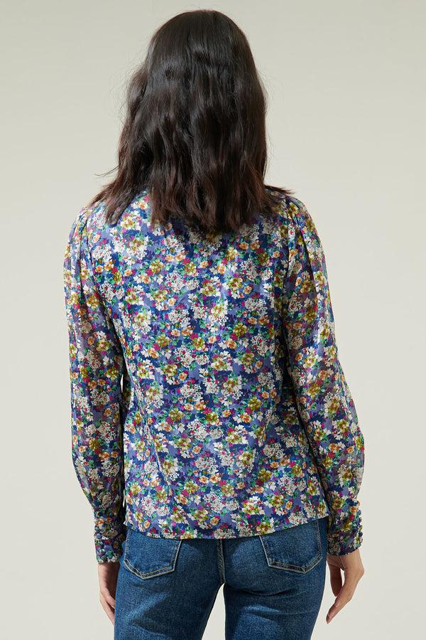 Sugarlips Candice Floral Rush Hour Bow Tie Blouse