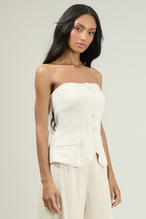 Sugarlips Candida Strapless Button Up Top