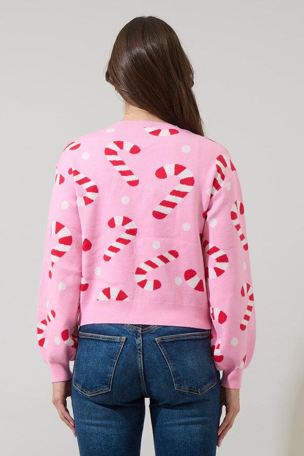 Sugarlips Candy Cane Front Tie Sweater