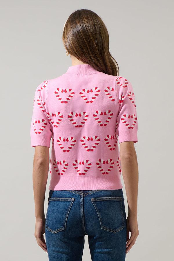 Sugarlips Candy Cane Short Sleeve Sweater