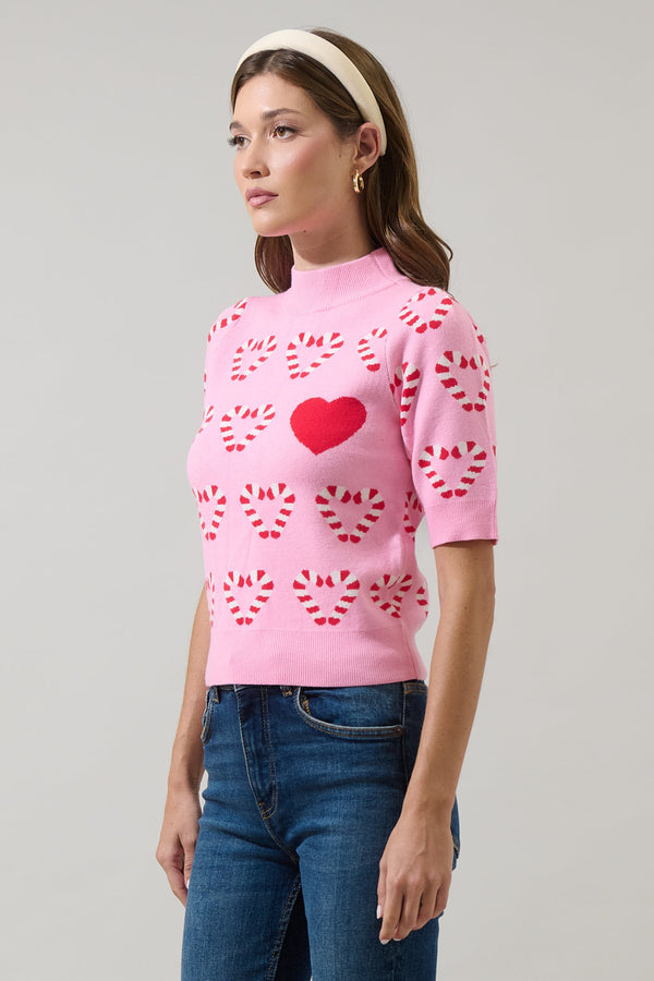 Sugarlips Candy Cane Short Sleeve Sweater