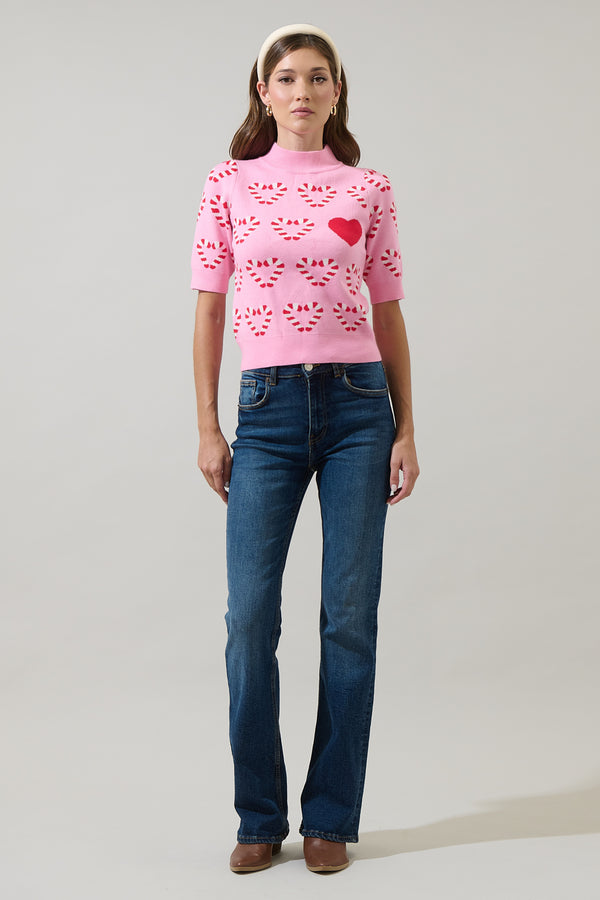 Sugarlips Candy Cane Short Sleeve Sweater