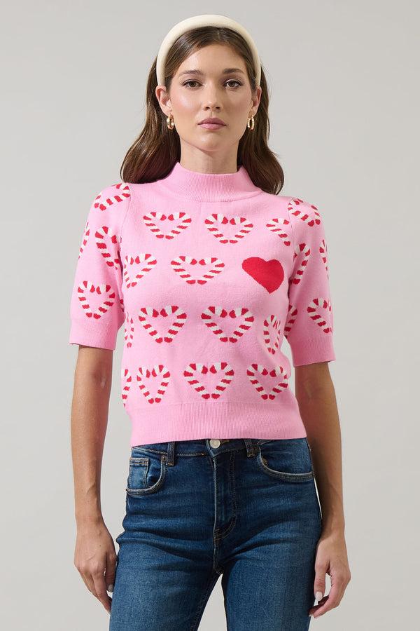 sugarlips Candy Cane Short Sleeve Sweater