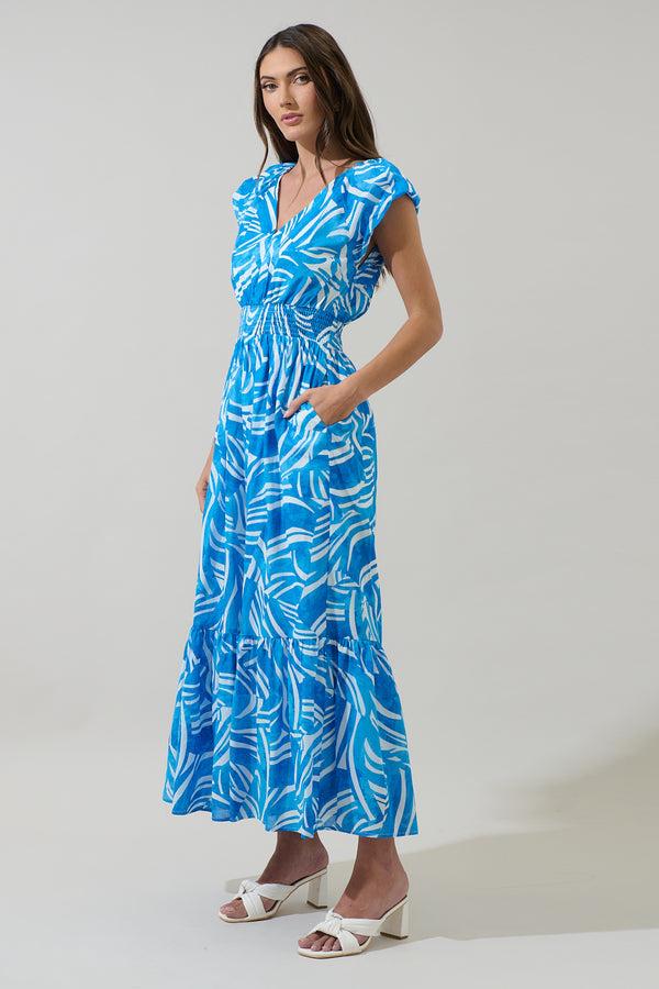 Sugarlips Canton Tropics Mecily Smocked Maxi Dress