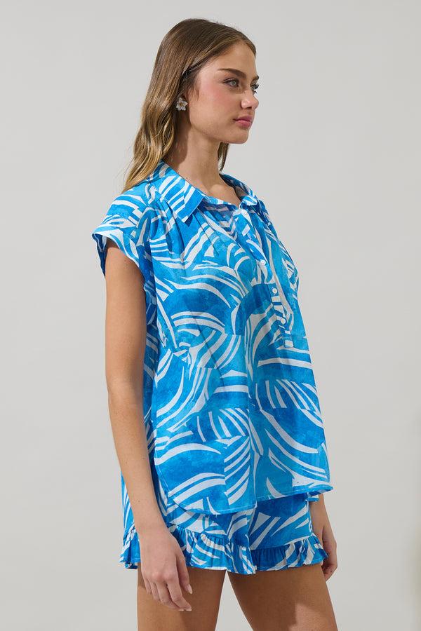 Sugarlips Canton Tropics Ramy Collared Top