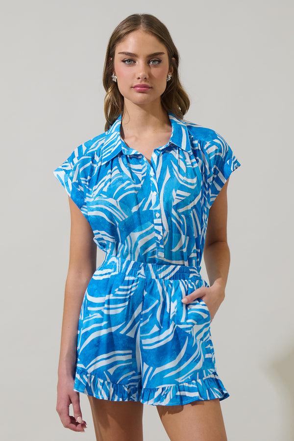 sugarlips Canton Tropics Ramy Collared Top