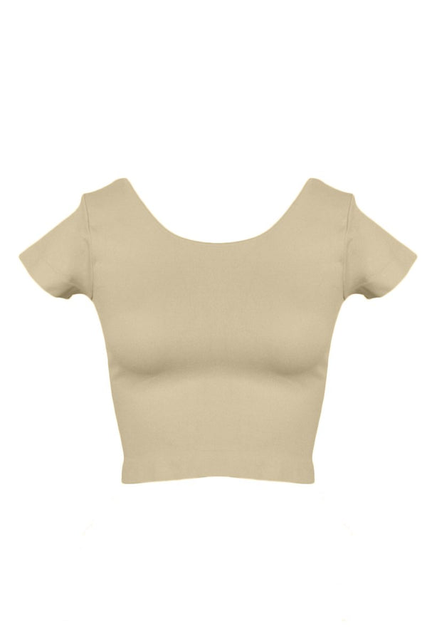 sugarlips Cap Sleeve Crop Top-Nude
