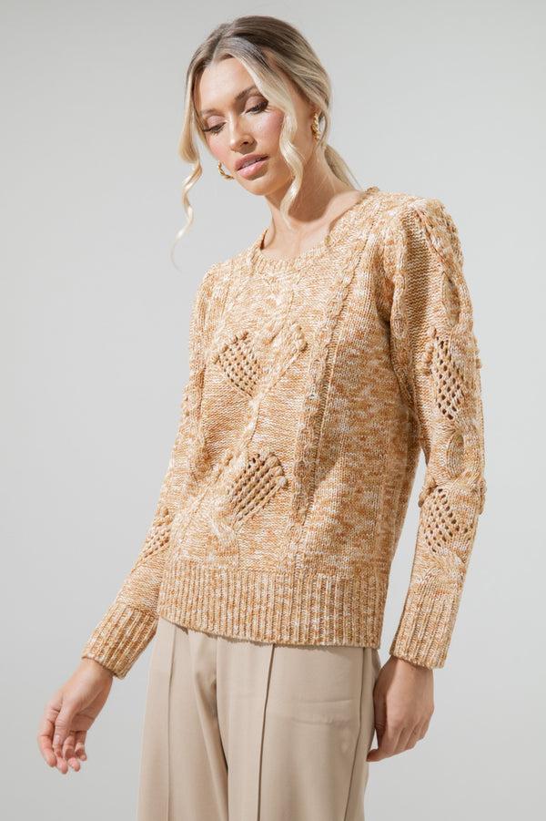 Sugarlips Cara Cable Knit Mixed Yarn Sweater