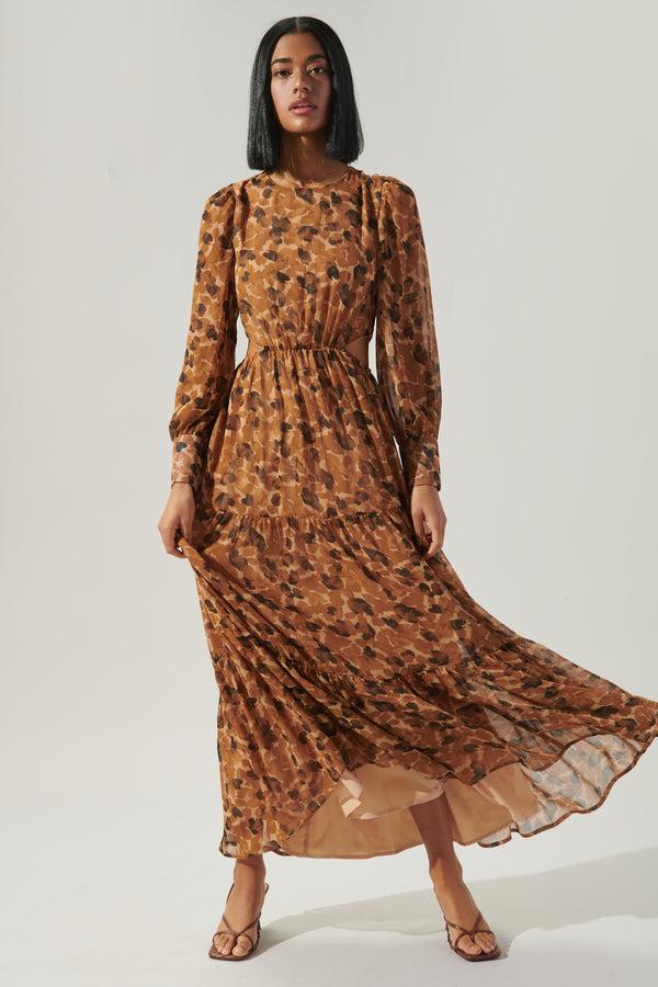 Sugarlips Caramel Crush Tiered Cut Out Maxi Dress