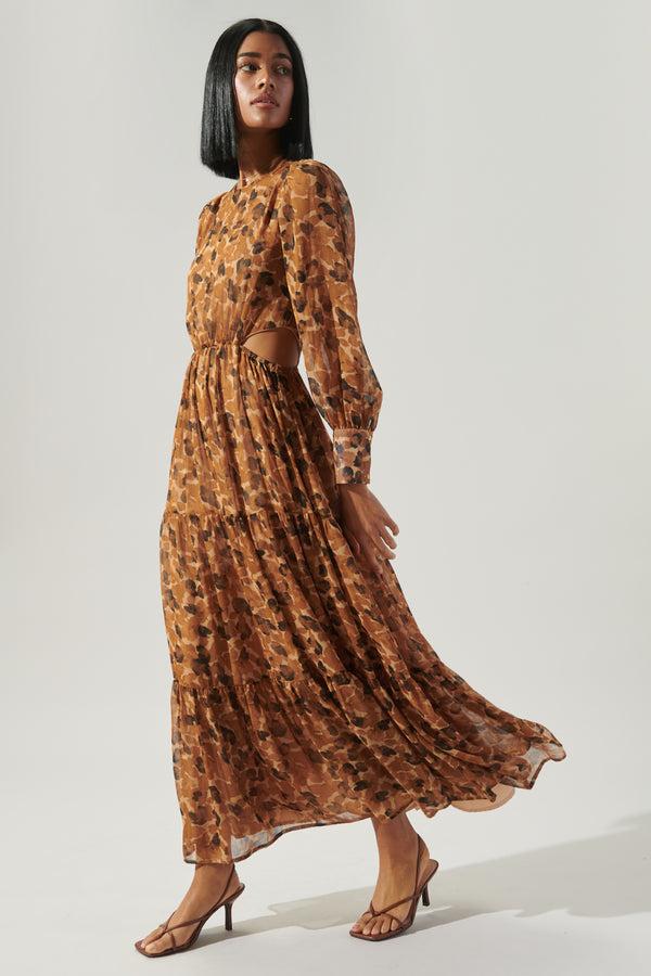 Sugarlips Caramel Crush Tiered Cut Out Maxi Dress
