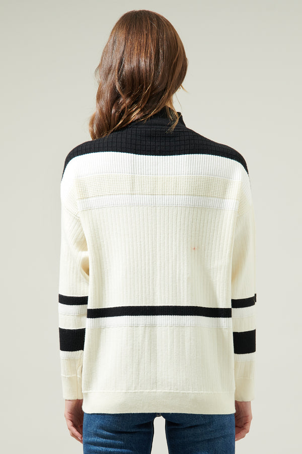 Sugarlips Carie Striped Mock Neck Sweater