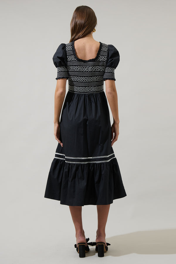 Sugarlips Carlene Smocked Stitch Midi Dress