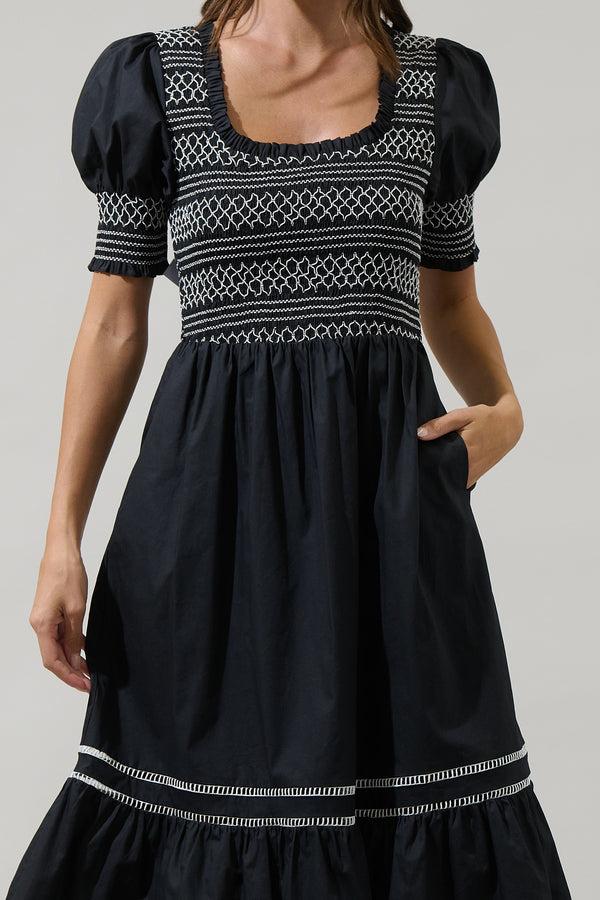 Sugarlips Carlene Smocked Stitch Midi Dress