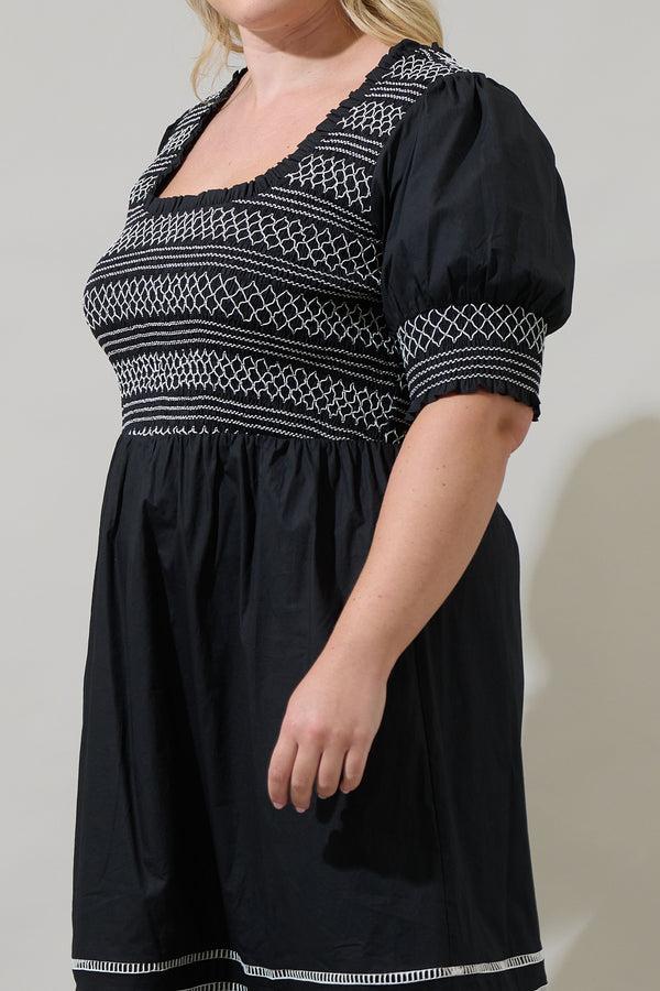Sugarlips Carlene Smocked Stitch Midi Dress Curve