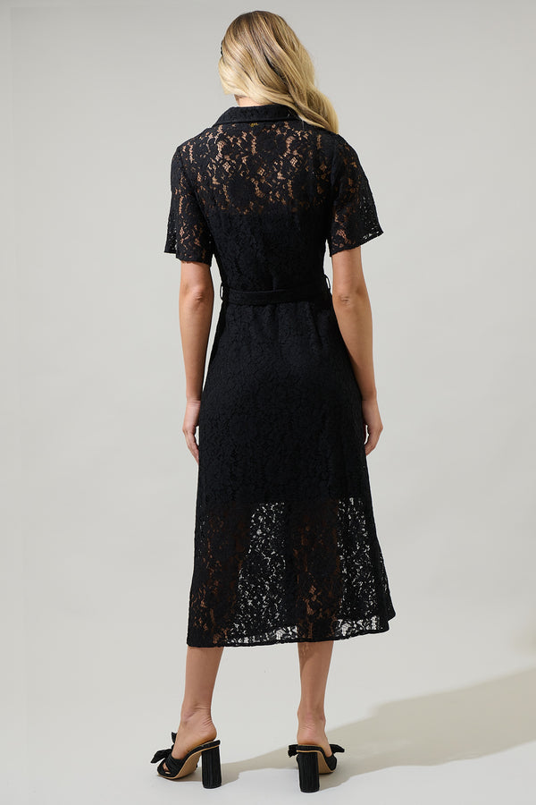 Sugarlips Carlini Lace Button Up Midi Dress