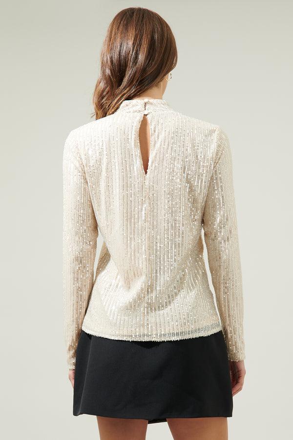Sugarlips Carly Bare Sequin Long Sleeve Top