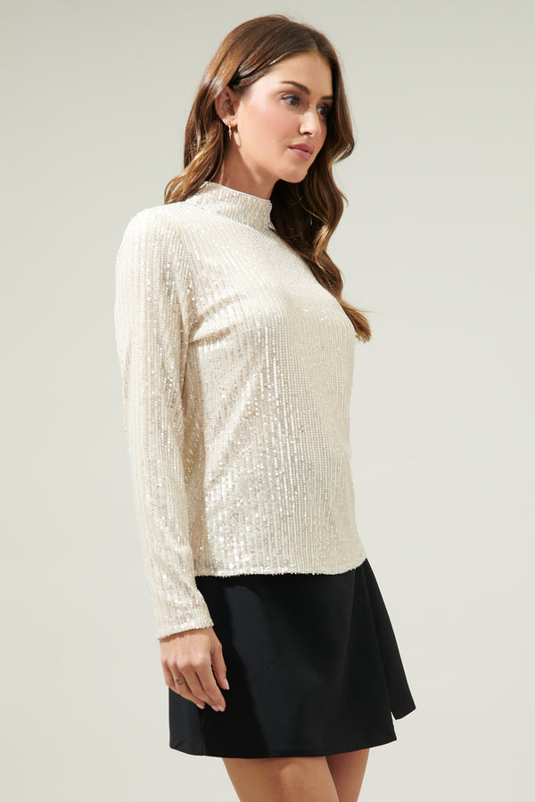 Sugarlips Carly Bare Sequin Long Sleeve Top