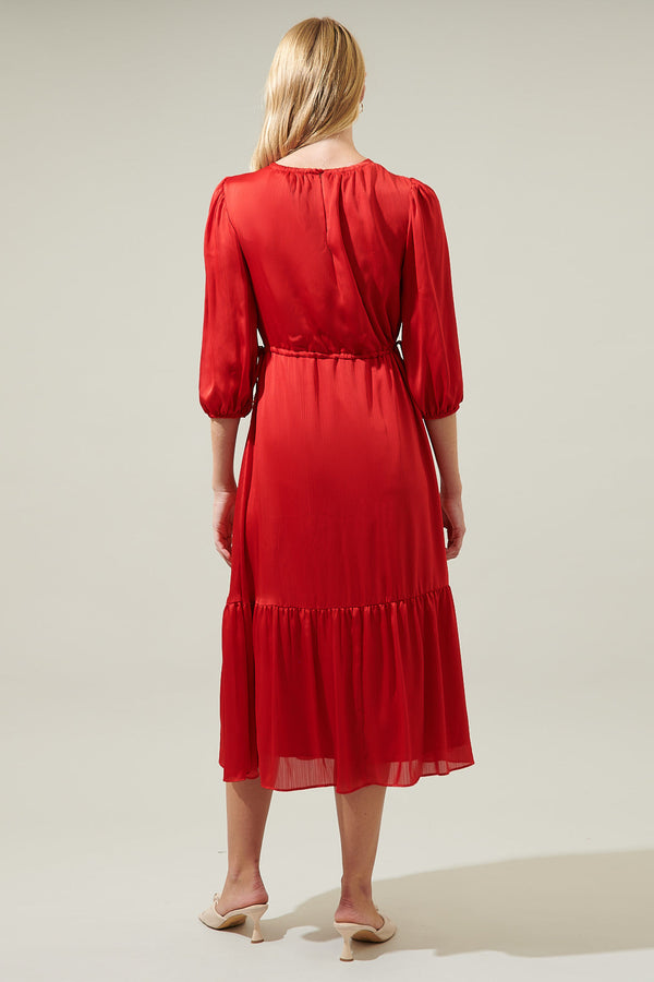 Sugarlips Carmine Solid Midi Dress