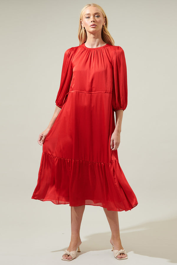 Sugarlips Carmine Solid Midi Dress