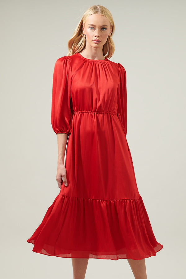 Sugarlips Carmine Solid Midi Dress