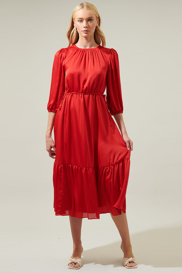 sugarlips Carmine Solid Midi Dress