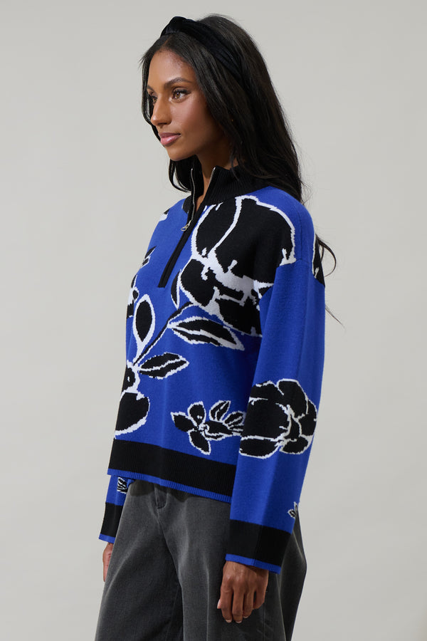 Sugarlips Carrey Floral Zip Up Sweater