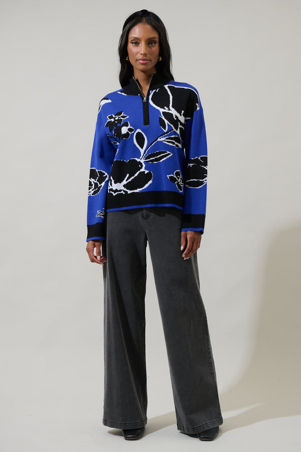 Sugarlips Carrey Floral Zip Up Sweater