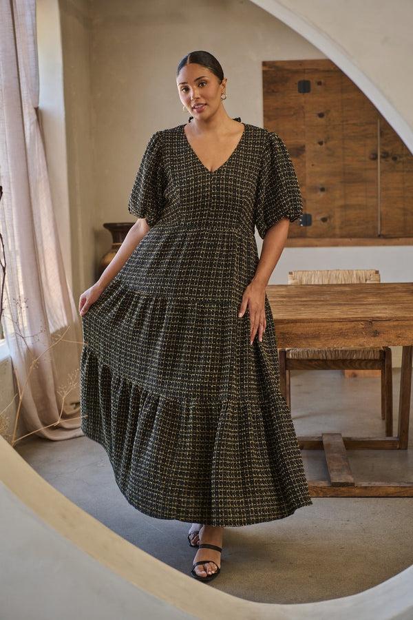 Sugarlips Carrol Tweed Maxi Dress Curve