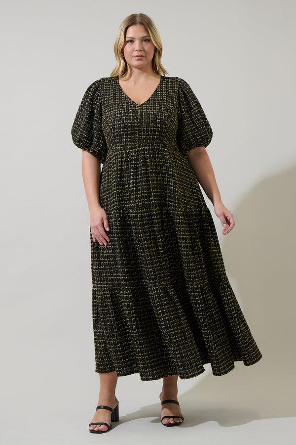 Sugarlips Carrol Tweed Maxi Dress Curve
