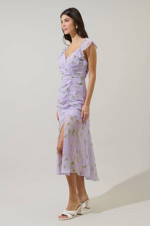 Sugarlips Carter Floral Nadia Ruched Midi Dress