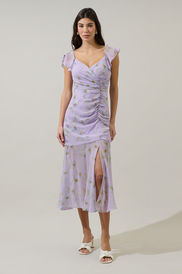 sugarlips Carter Floral Nadia Ruched Midi Dress