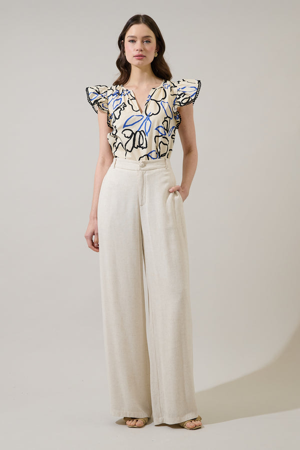 Sugarlips Carya Ruffle Poplin Top Tercy Floral