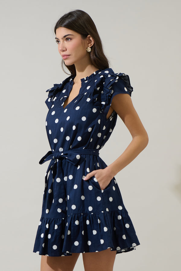 Sugarlips Caryn Polka Dot Ivona Ruffle Mini Dress